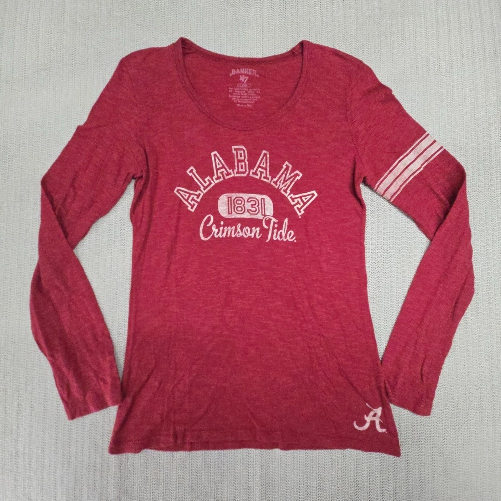 47 Brand Alabama Crimson Tide Shirt Womens Large Red Long Sleeve SEC Football